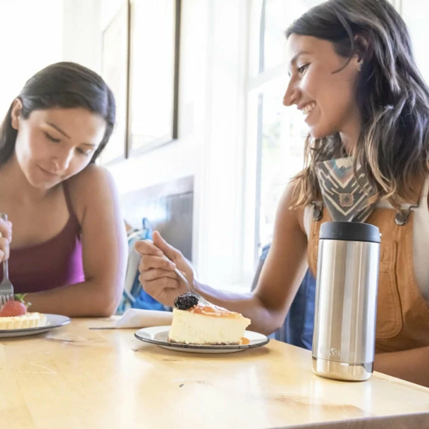 Klean Kanteen Insulated TKWide 12oz W/ Café Cap - Brushed Stainless - Image 2