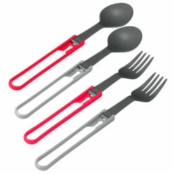 MSR Folding Spoon & Fork Kit - 4pc - Red / Gray