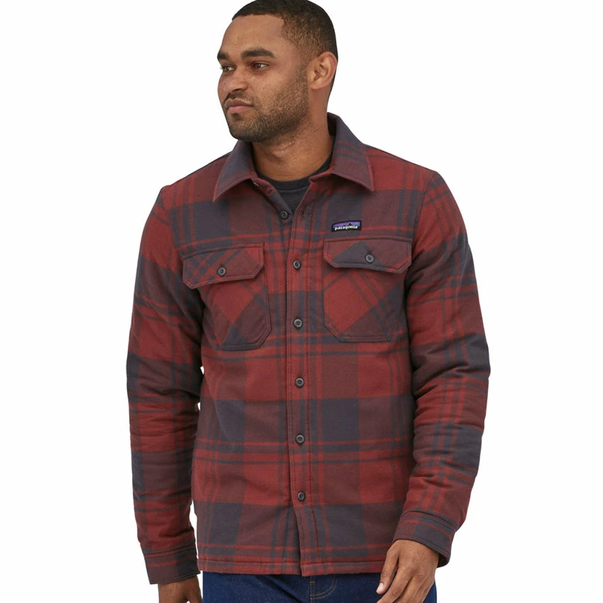 Patagonia Men's Insulated Organic Cotton MW Fjord Flannel Shirt - Live Oak: Sequoia Red - Image 3