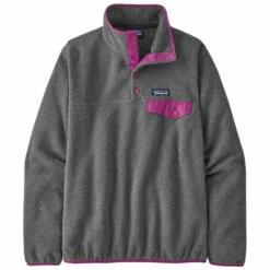 Patagonia Women's LW Synchilla Snap-T Fleece Pullover - Nickel W/Amaranth Pink