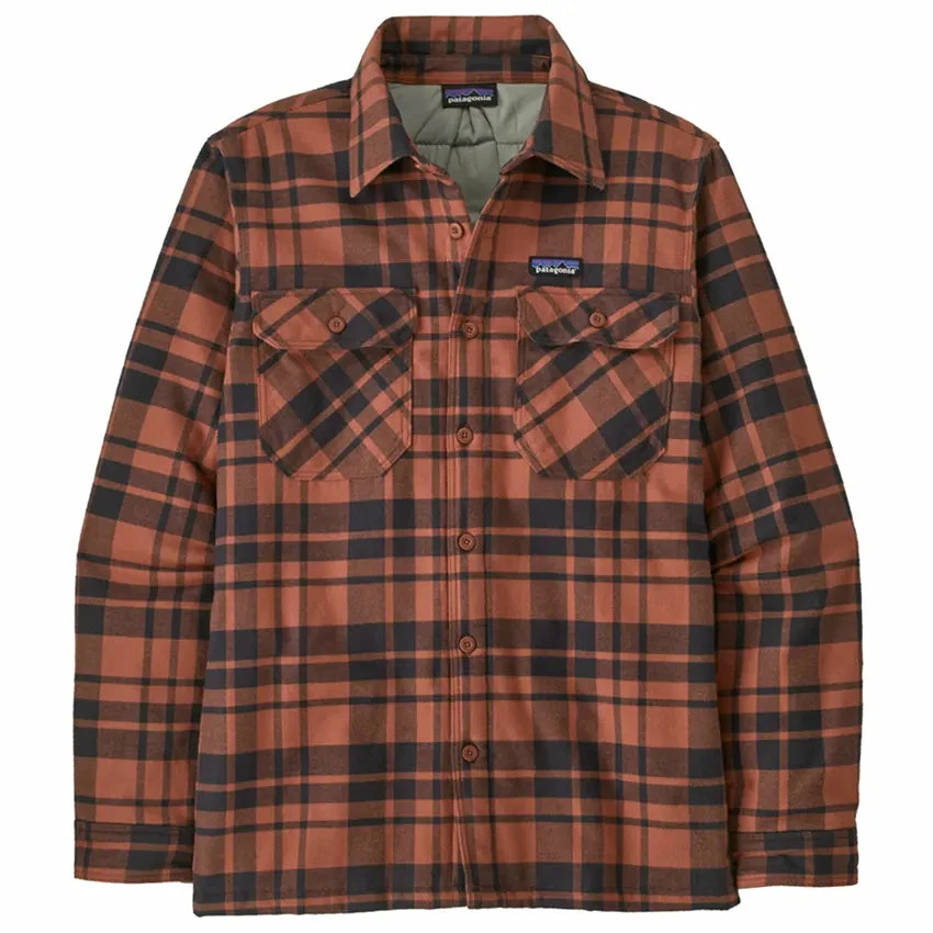 Patagonia Men's Insulated Organic Cotton MW Fjord Flannel Shirt - Ice Caps: Burl Red