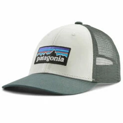 Patagonia P-6 Logo LoPro Trucker Hat - White W/Nouveau Green