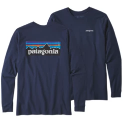 Patagonia Men's Long Sleeved P-6 Logo Responsibili-Tee - Classic Navy