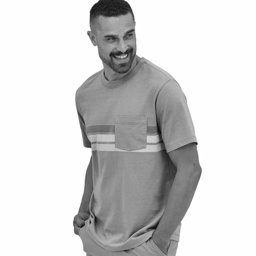 Patagonia Men's Cotton In Conversion MW Pocket Tee - The Point Stripe: Current Blue - Image 2