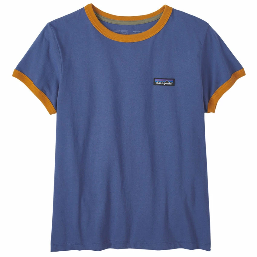 Patagonia Women's P-6 Label Organic Ringer Tee - Current Blue