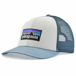 Patagonia P-6 Logo Trucker Hat - White W/Light Plume Grey