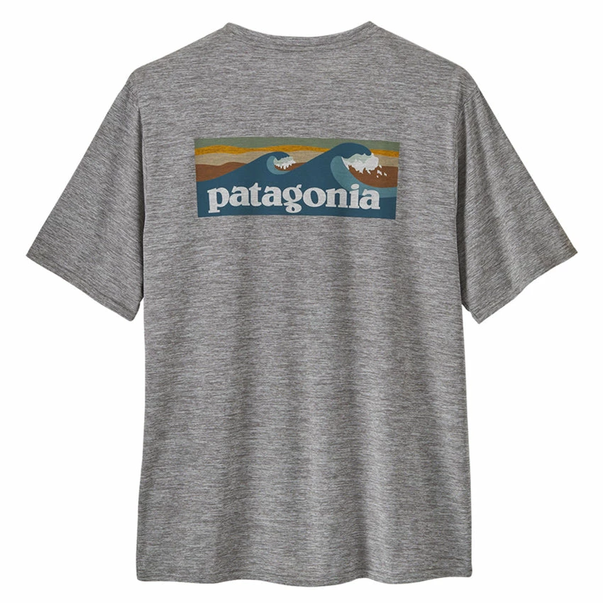 Patagonia Men's Capilene Cool Daily Graphic Shirt - Waters - Boardshort Logo Abalone Blue: Feather Grey - Image 2