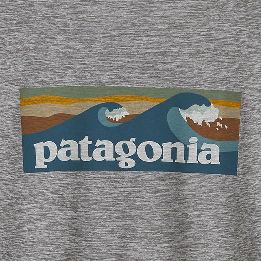 Patagonia Men's Capilene Cool Daily Graphic Shirt - Waters - Boardshort Logo Abalone Blue: Feather Grey - Image 3