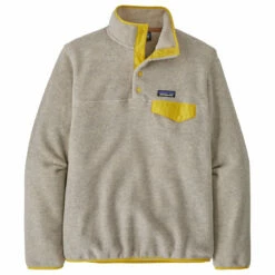 Patagonia Women's LW Synchilla Snap-T Fleece Pullover - Oatmeal Heather W/Shine Yellow