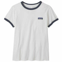 Patagonia Women's P-6 Label Organic Ringer Tee - White