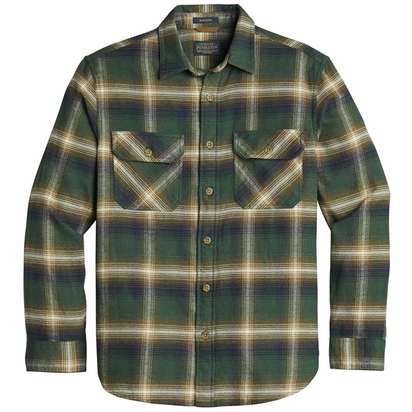 Pendleton Burnside Flannel Shirt - Green/Navy/Olive Plaid