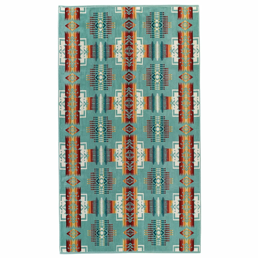 Pendleton Oversized Jacquard Beach Towel - Chief Joseph Aqua