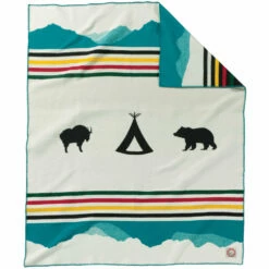 Pendleton Napped Whipstitch Jacquard Blanket Robe - Glacier Crown Of The Continent