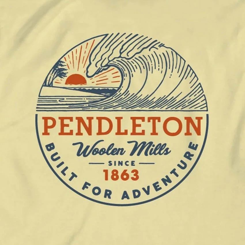 Pendleton Adventure Wave Graphic Tee - Banana Cream/Navy - Image 2