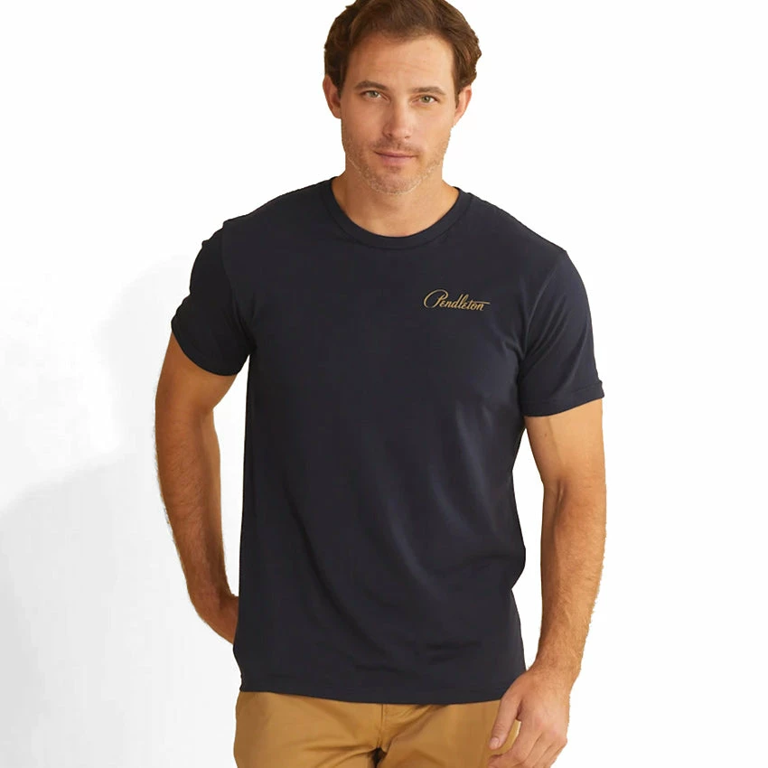 Pendleton Chief Joseph Graphic Tee - Midnight Navy/Light Orange - Image 3