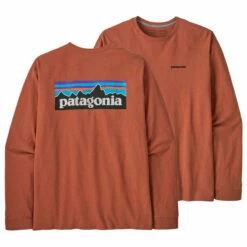 Patagonia Men's Long Sleeved P-6 Logo Responsibili-Tee - Quartz Coral